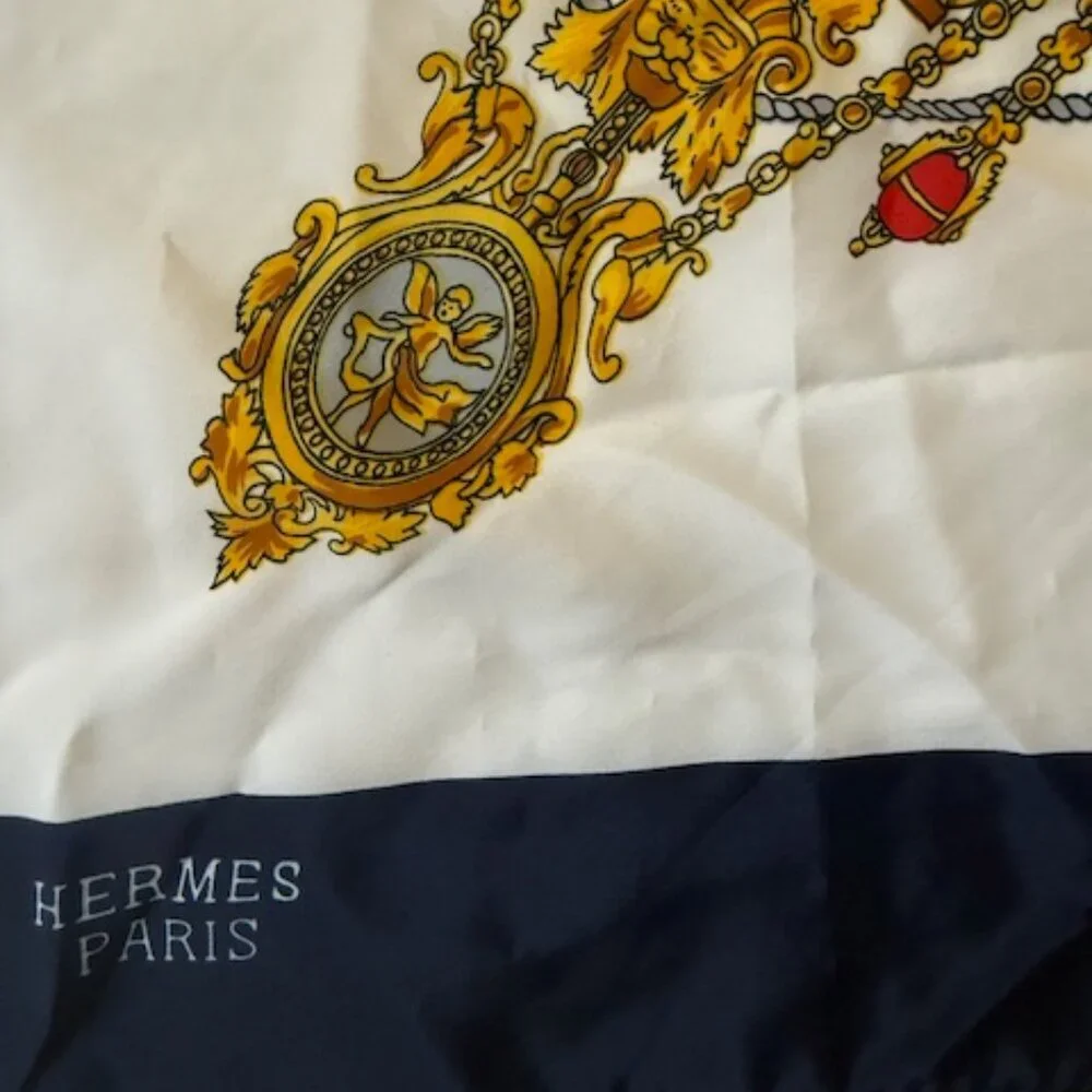 Hermes Paris Silk Scarf of Medallions and Tassels